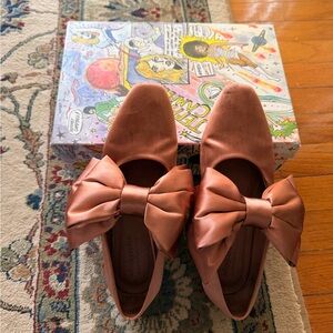 Anthropologie  Satin Bow Flats size 8